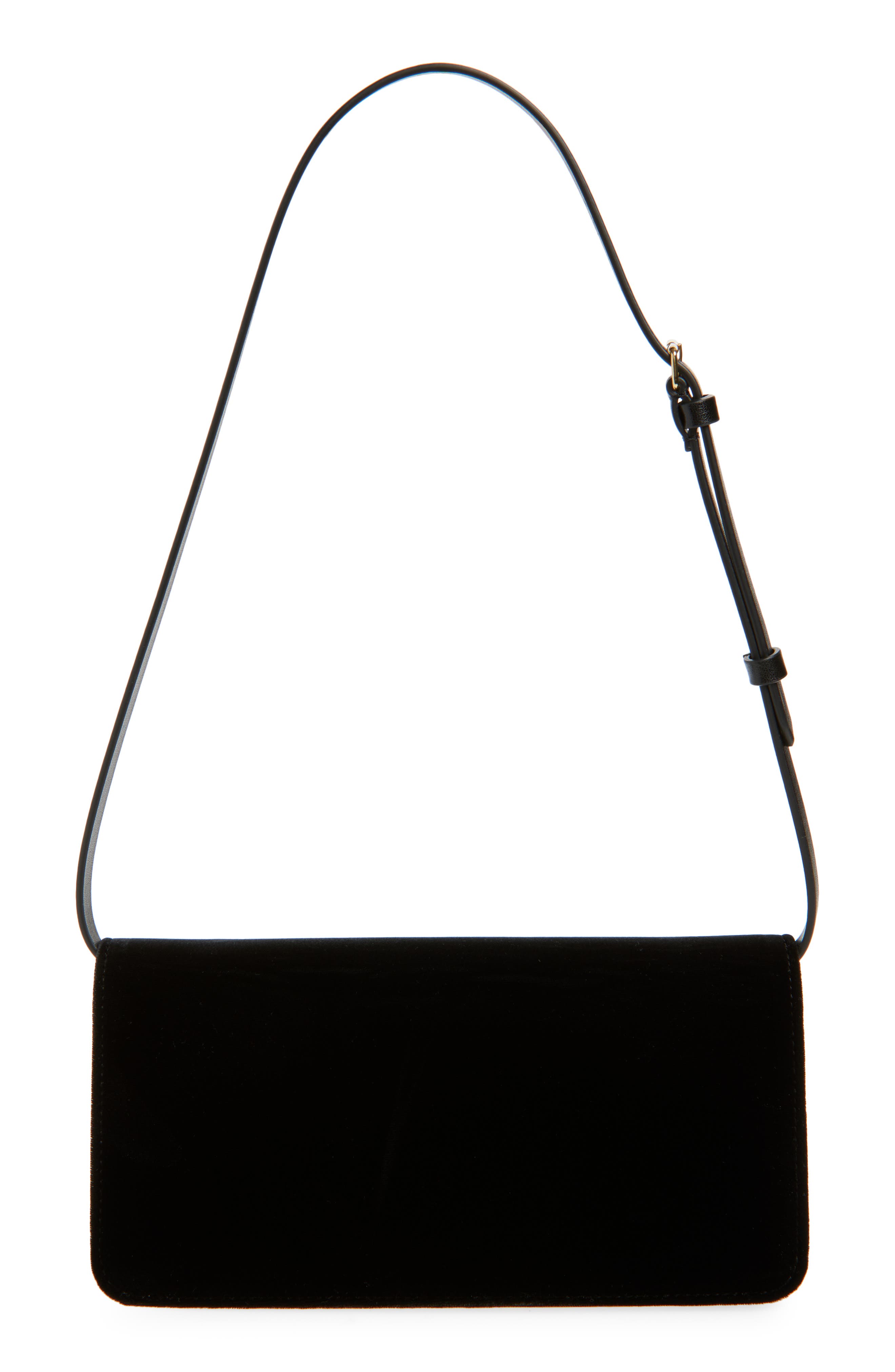 Victoria Beckham 202 Leather Clutch with Strap, Alternate, color, Black