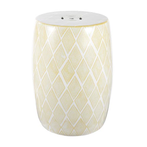 Jonathan Y Moroccan Diamonds 18" Ceramic Drum Garden Stool In Yellow