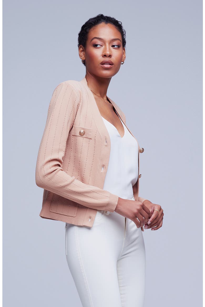 Calypso Pointelle Cardigan, Alternate, color, DUSTY PINK