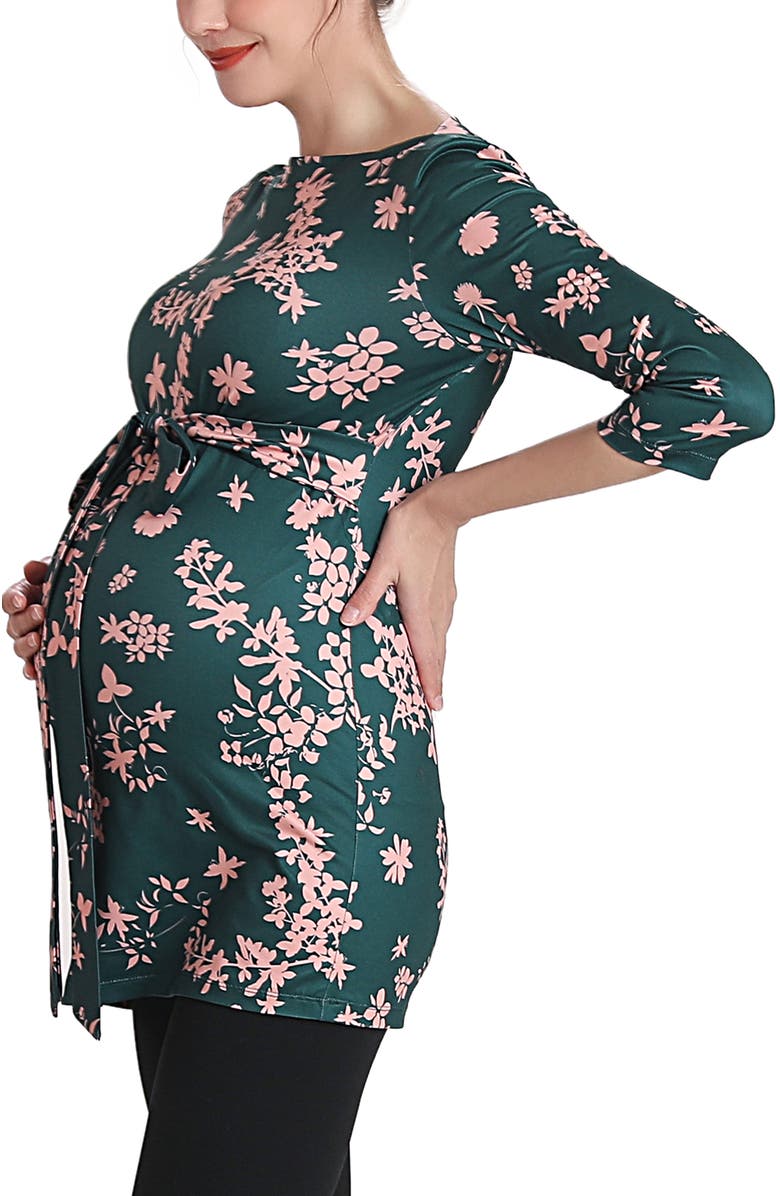 Kimi & Kai Aaira Boat Neck Maternity Top, Alternate, color, Forest Green