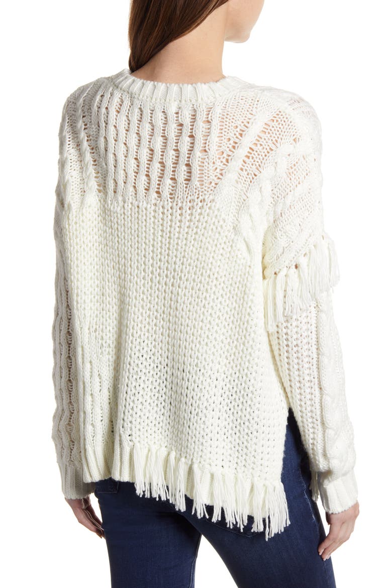 Romy Asymmetrical Cable Knit Sweater, Alternate, color, IVORY