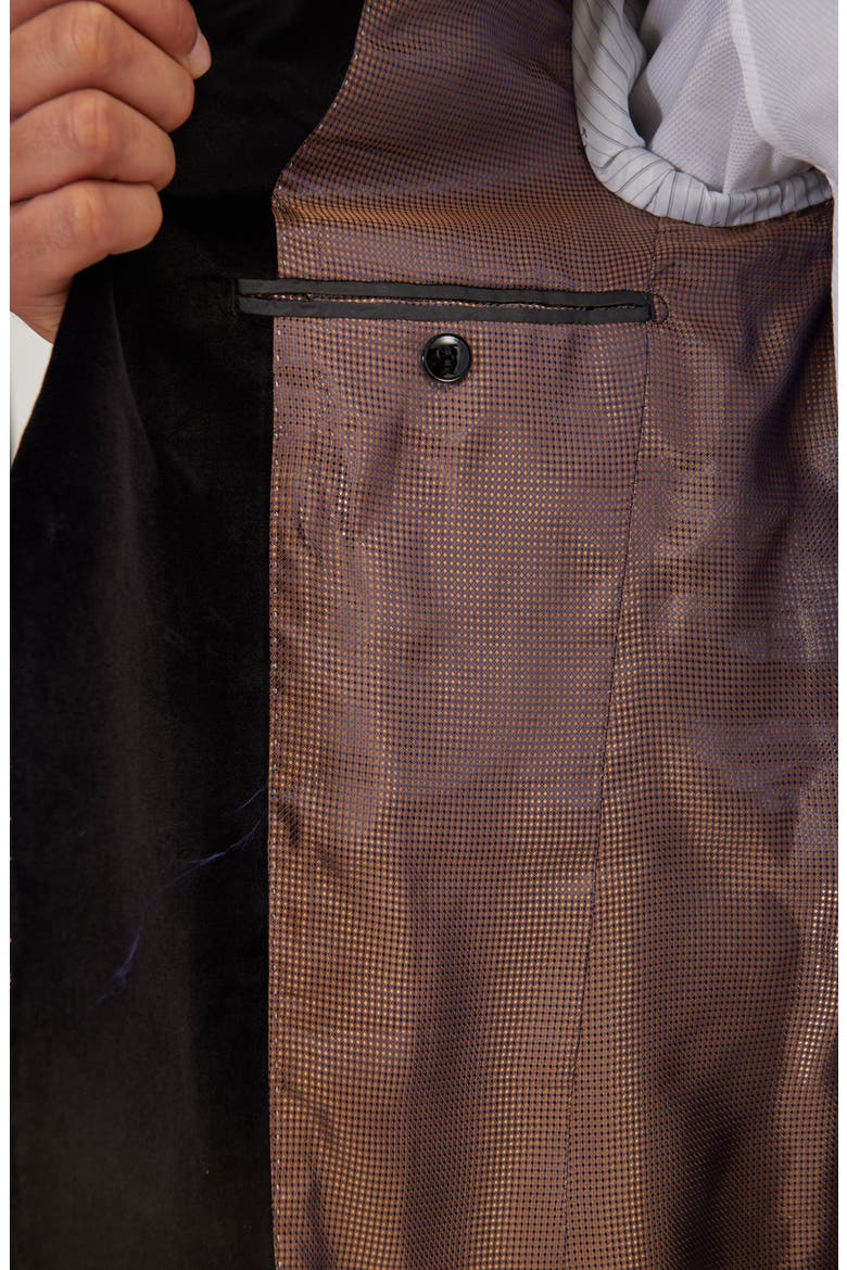 Metallic Velvet Flocking Tuxedo Jacket, Alternate, color, COPPER