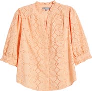 Wit & Wisdom Embroidered Eyelet Button-Up Shirt