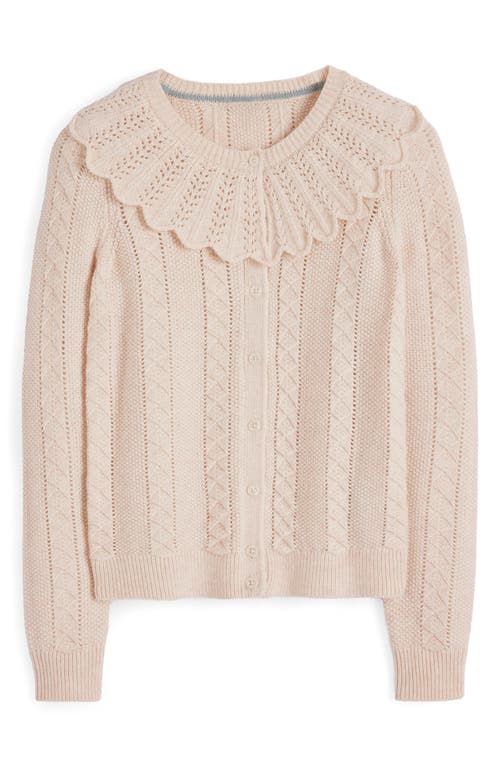 Boden Scallop Collar Wool, Cotton & Alpaca Pointelle Cardigan In Neutral