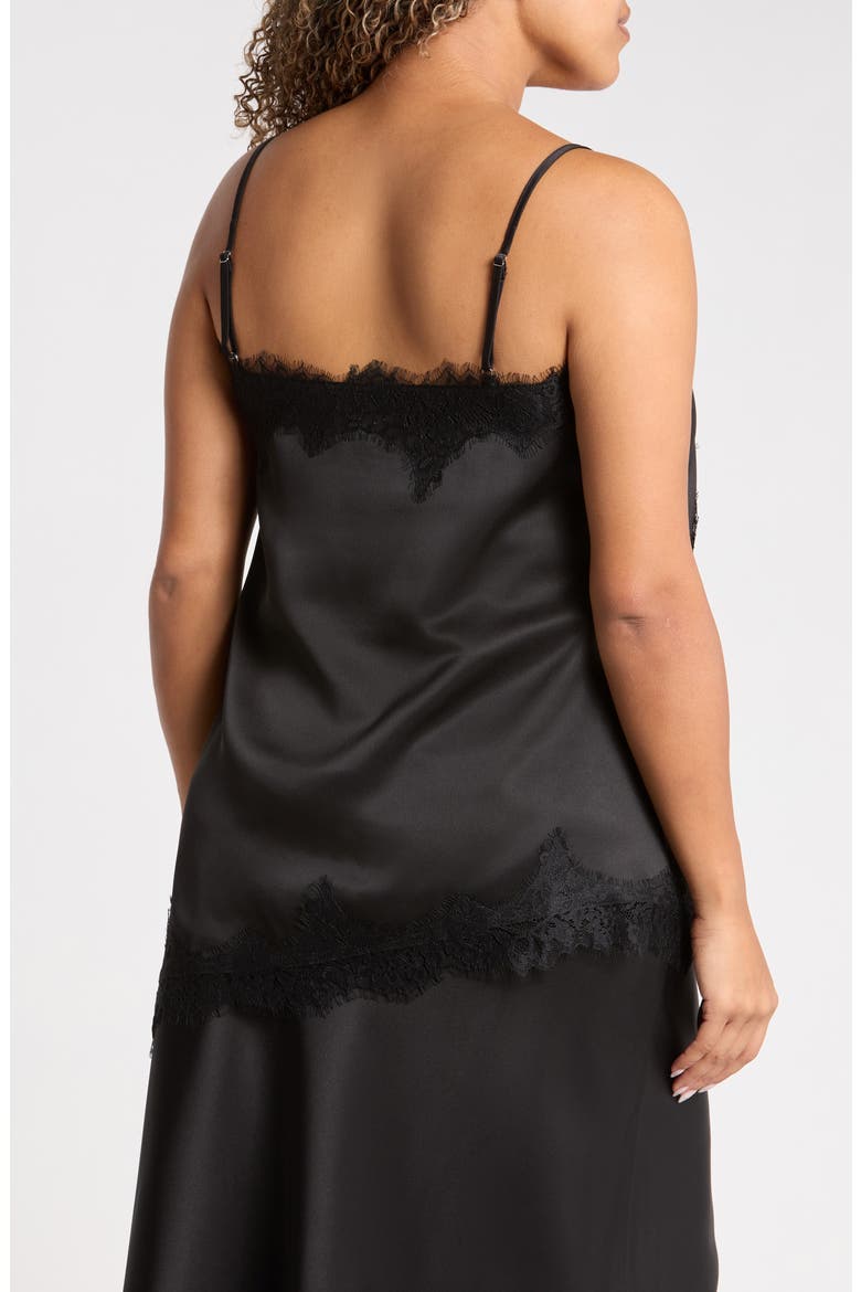Asymmetric Satin Lace Top, Alternate, color, BLACK