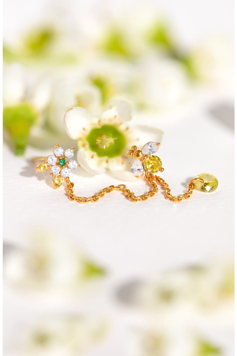 Sting Like a Bee Double Stud Earring, Alternate, color, GOLD