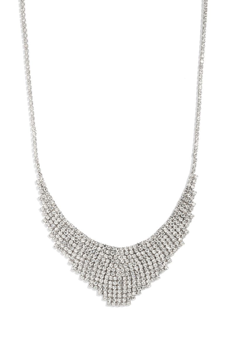 Crystal Mesh Frontal Necklace, Main, color, CLEAR- RHODIUM