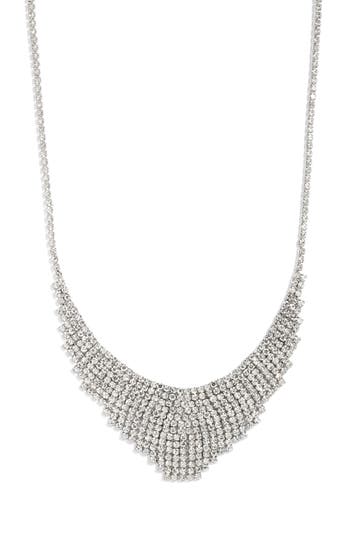 Open Edit Crystal Mesh Frontal Necklace In Clear- Rhodium