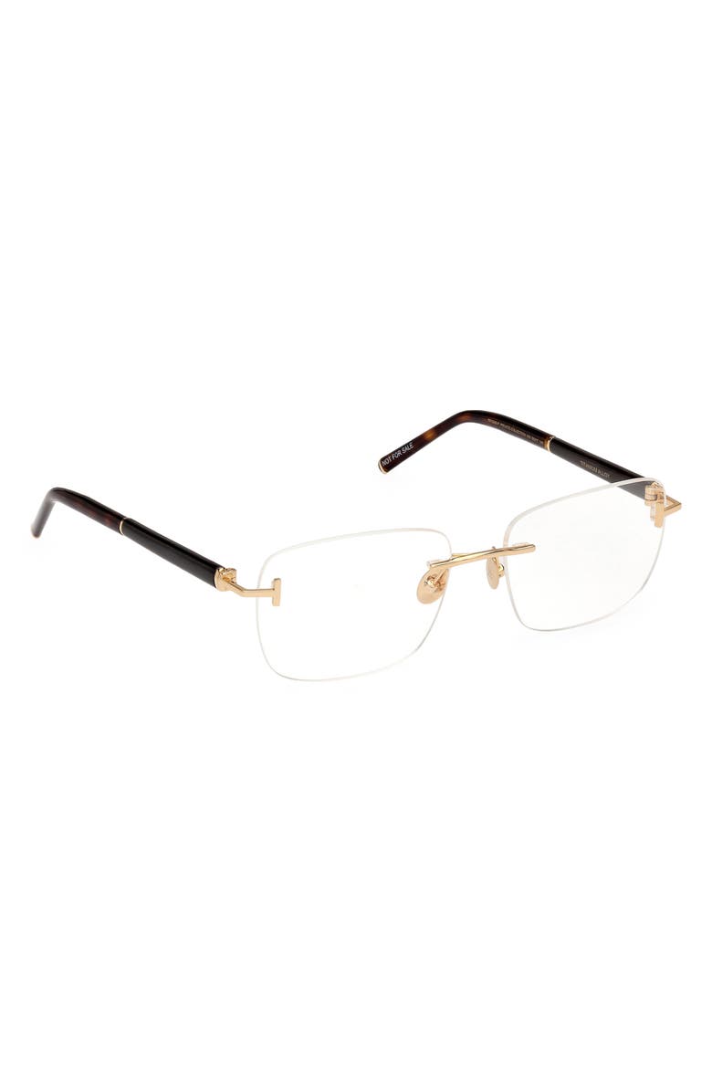 TOM FORD 56mm Rectangular Optical Glasses, Alternate, color, Yellow / Black / Striped Brown