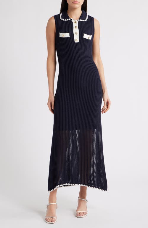 Zoe And Claire Polo Sweater Midi Dress In Black