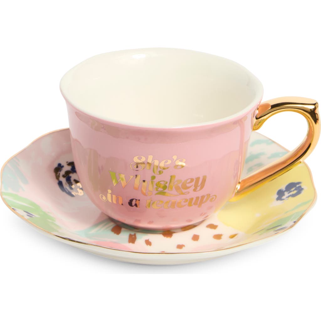 Creative Brands Ceramic Tea Cup & Saucer Set In Pink