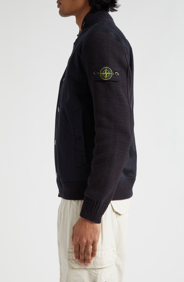 Stone Island Bio Raso Knit Sleeve Bomber Jacket, Alternate, color, 