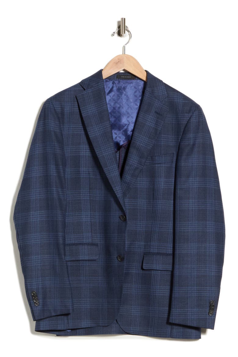 Elex Plaid Wool Sport Coat, Alternate, color, MID BLUE
