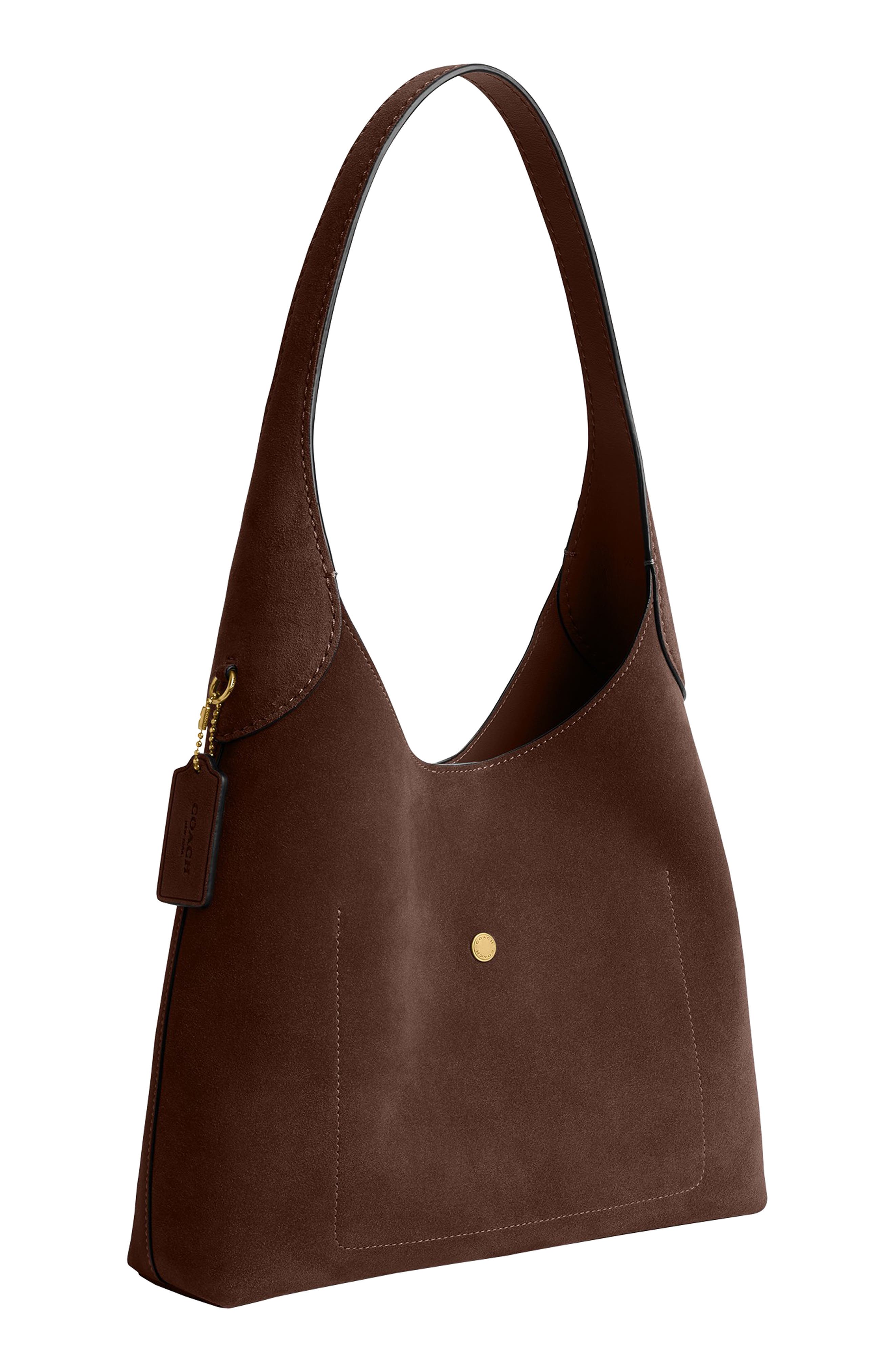 Brooklyn 28 Suede Shoulder Bag, Alternate, color, DARK CHOCOLATE