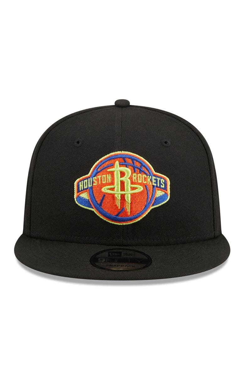 New Era Men's New Era Black Houston Rockets Neon Pop 9FIFTY Snapback Hat, Alternate, color, 