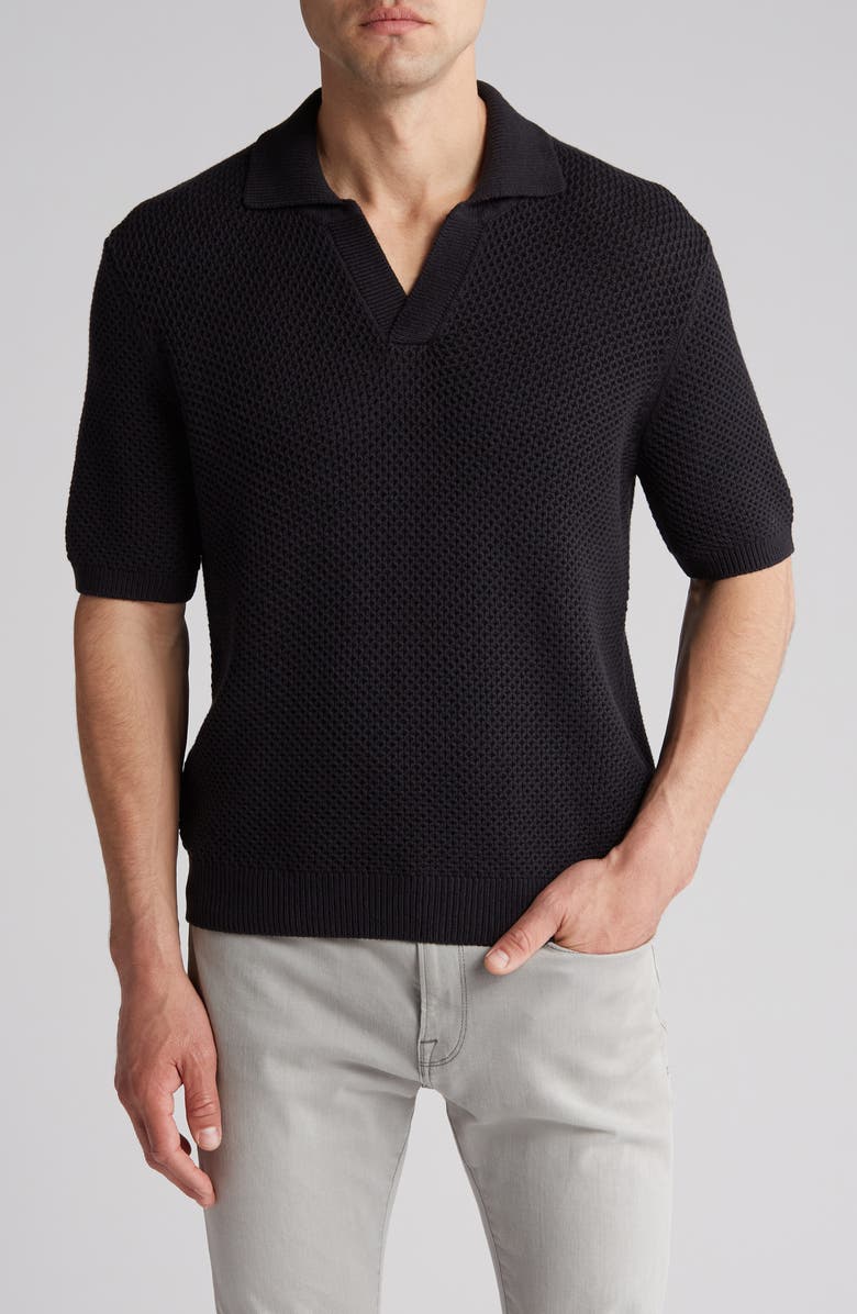 FRAME Open Knit Cotton & Silk Polo Sweater, Main, color, 
