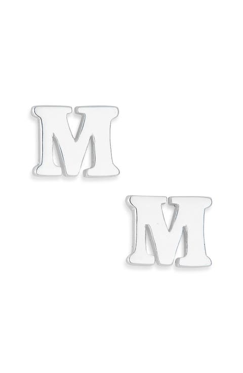 Block Letter Initial Stud Earrings