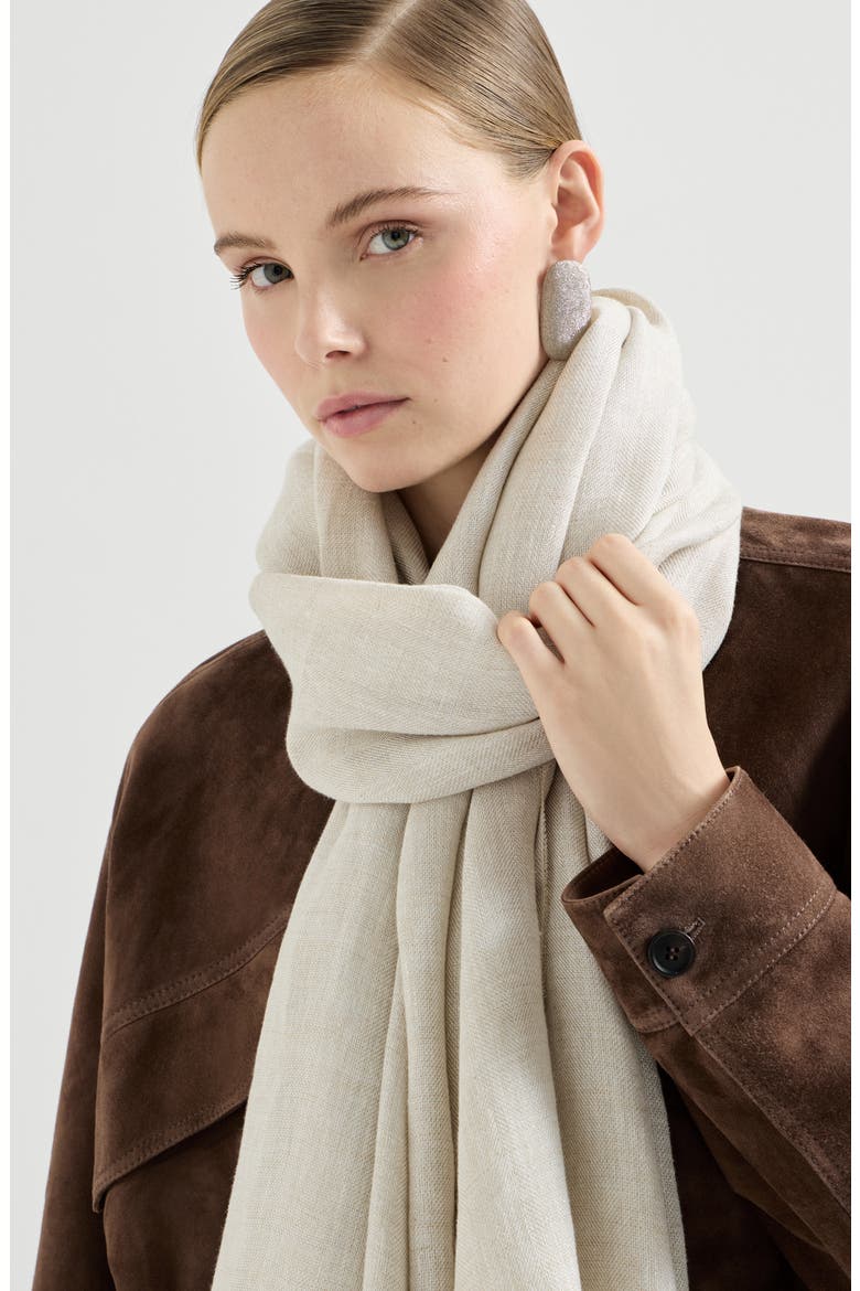 Sparkling linen scarf, Alternate, color, Beige