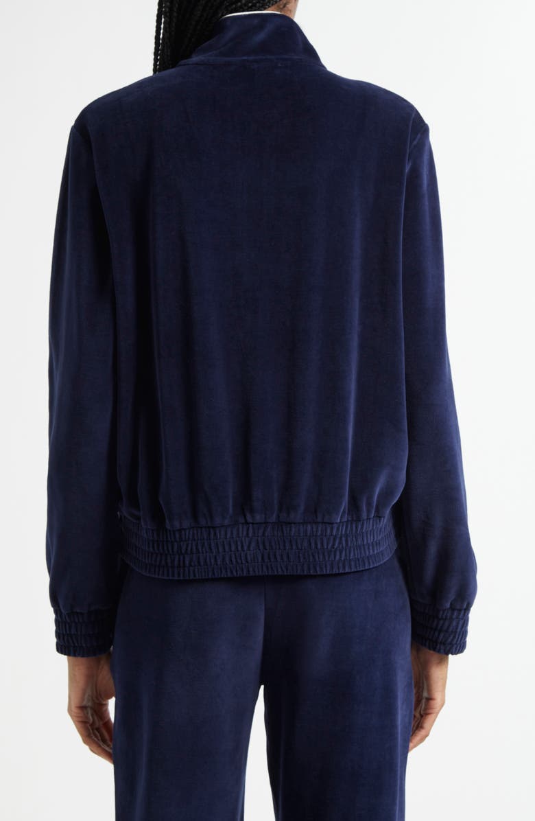 Sporty & Rich NY Crest Embroidered Velour Track Jacket, Alternate, color, 