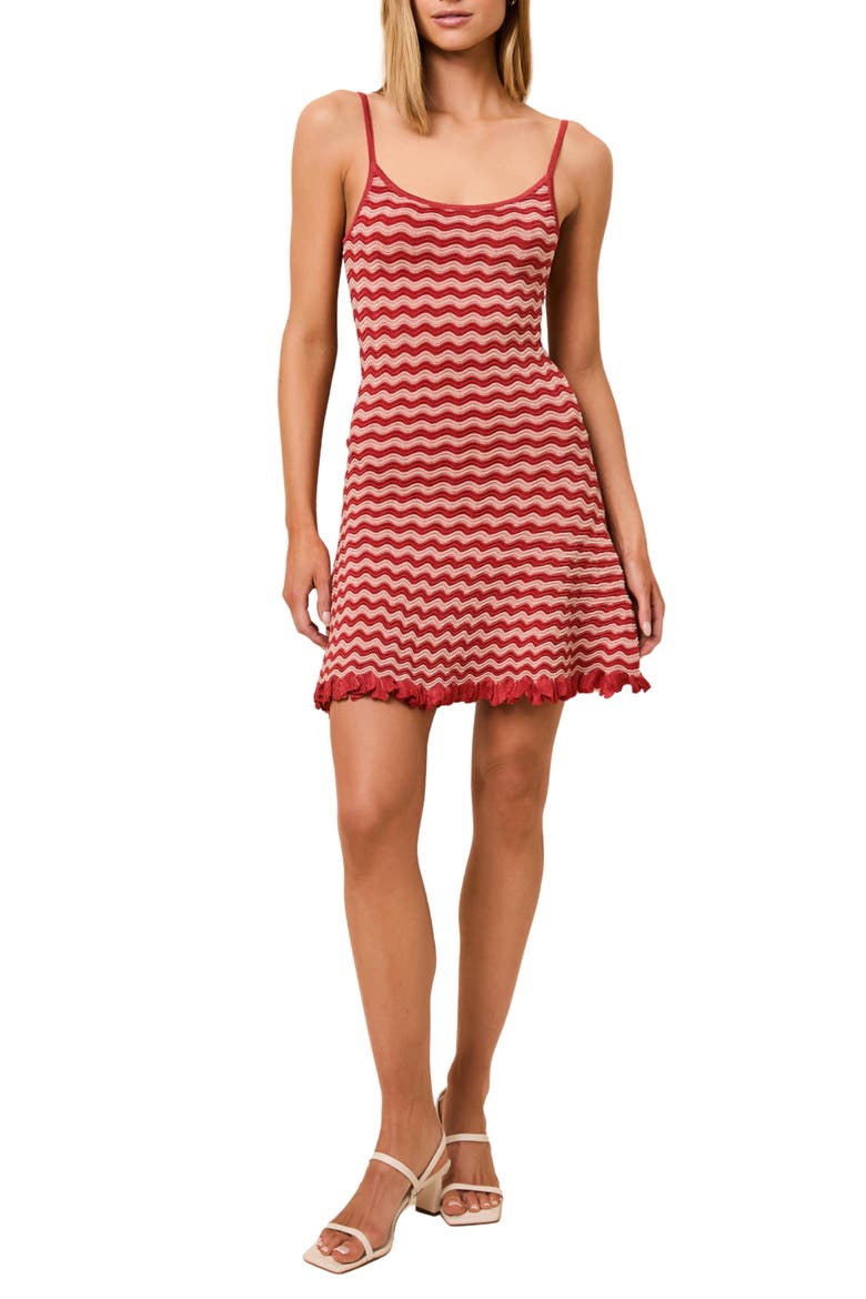 The Talia Wavy Stripe Knit Minidress, Main, color, ROOFTOP RED