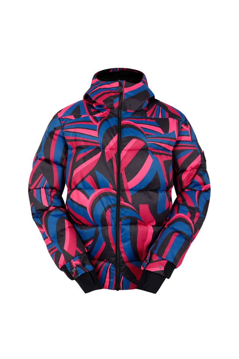 Showcase Patterned Baffled Ski Jacket, Main, color, Hot Pink