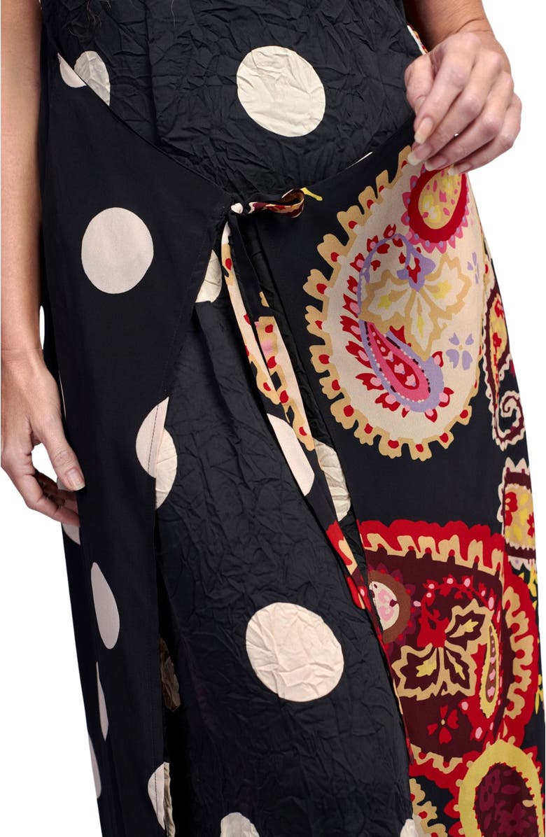 Alembika Polka dots mixed print wrap dress, Alternate, color, 