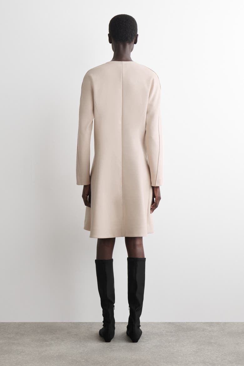 Tailored V-Neck Mini Dress, Alternate, color, BEIGE