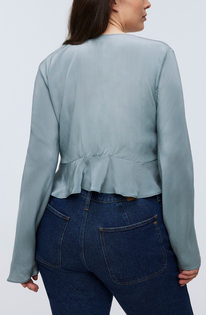 Madewell Bell Sleeve Wrap Top, Alternate, color,