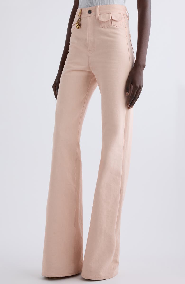 Chloé Pineapple Charm High Waist Twill Pants, Alternate, color, 