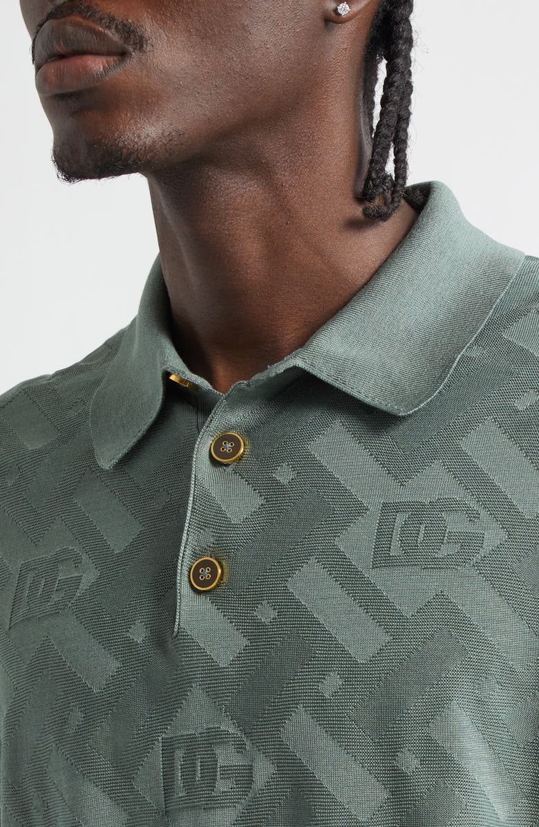 Dolce&Gabbana Jacquard Silk Polo, Alternate, color, Grigio Roccia