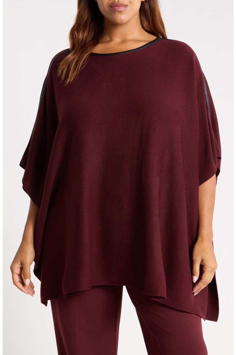 Faux Leather Trim Cape, Main, color, BAROLO