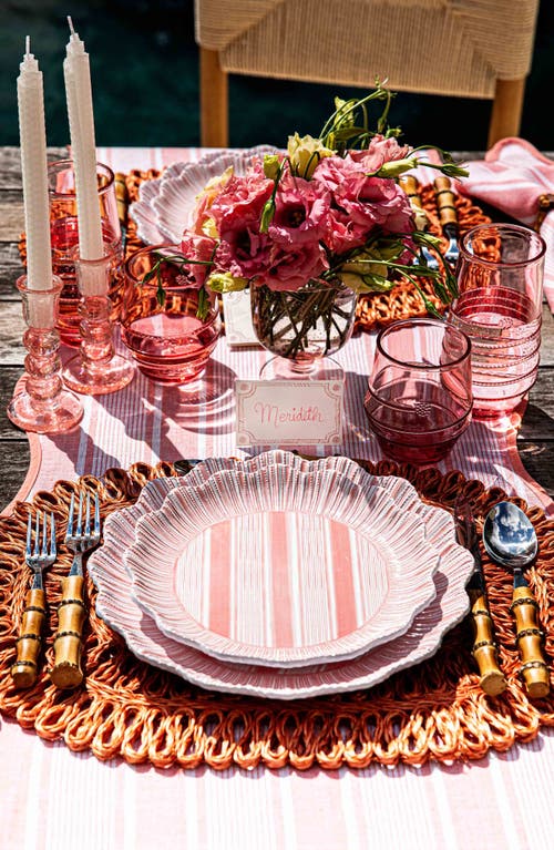 Juliska Cabana Stripe Melamine Dinner Plates, Set Of 4 In Coral