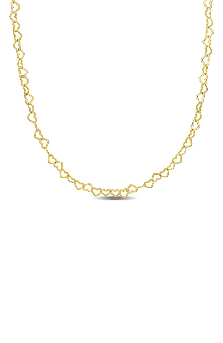DELMAR 18K Gold Plated Sterling Silver Heart Link Necklace, Main, color, Gold