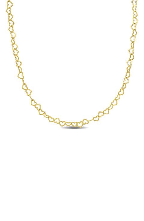 18K Gold Plated Sterling Silver Heart Link Necklace