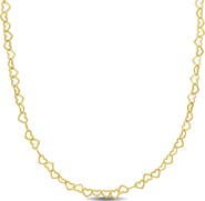 DELMAR 18K Gold Plated Sterling Silver Heart Link Necklace