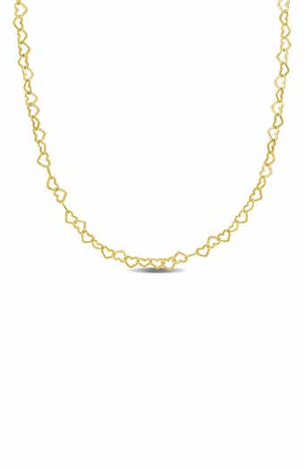 18K Gold Plated Sterling Silver Heart Link Necklace