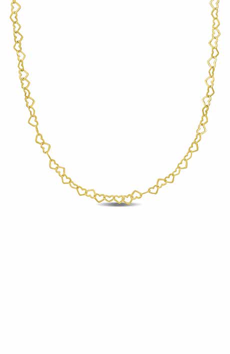 DELMAR 18K Gold Plated Sterling Silver Heart Link Necklace