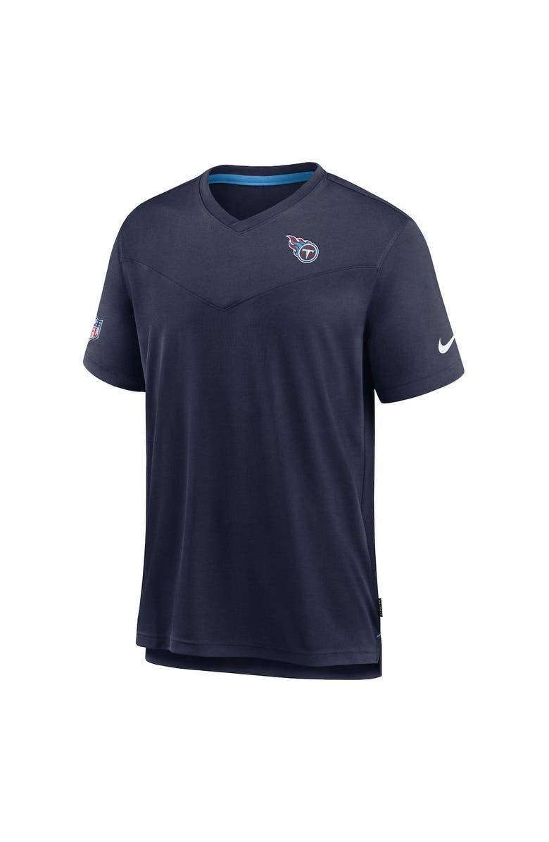 Nike Men's Nike Navy Tennessee Titans Sideline Coach Chevron Lock Up Logo V-Neck Performance T-Shirt, Alternate, color, Navy