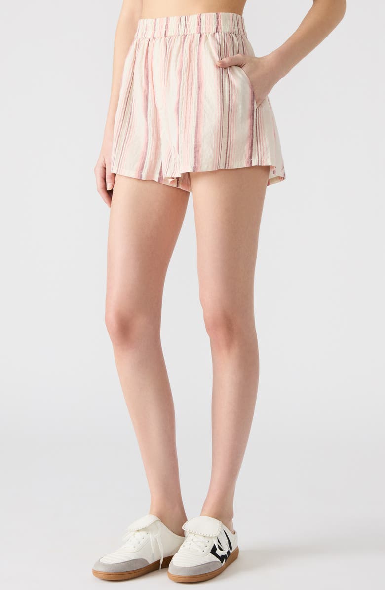 Steve Madden Marguerite Stripe Stretch Cotton Shorts, Alternate, color, Pink