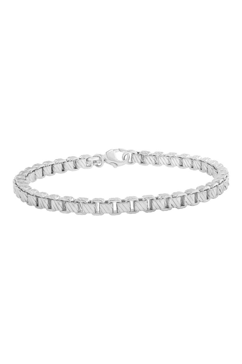 Sterling Silver Textured Box Chain Bracelet, Main, color, WHITE