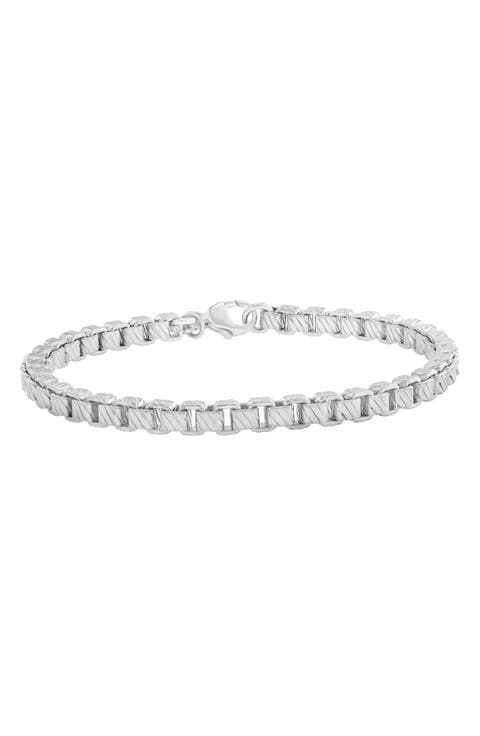 Sterling Silver Textured Box Chain Bracelet