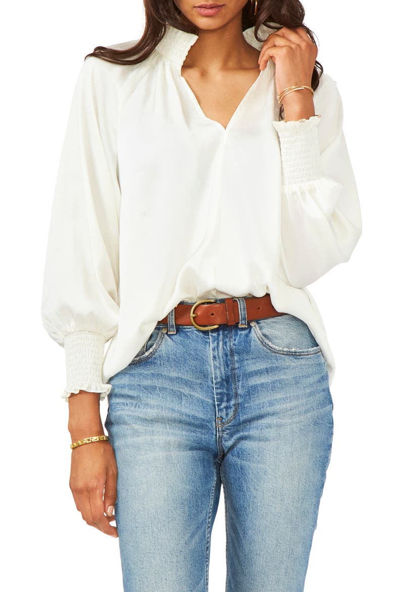 Satin Blouse, Main, color, NEW IVORY