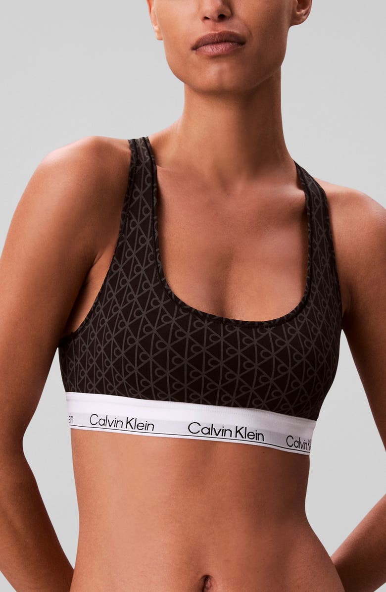 Calvin Klein Lightly Lined Racerback Bralette, Main, color, Black Seamless