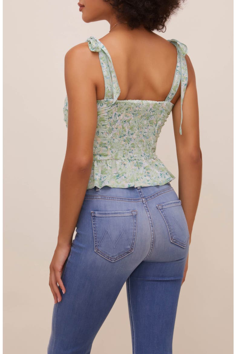 Tie Shoulder Peplum Crop Tank, Alternate, color, GREEN WHITE FLORAL