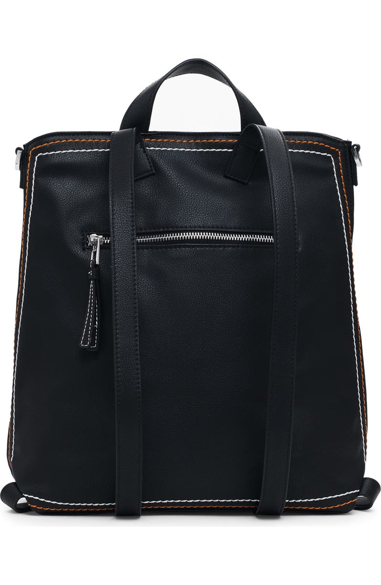 Desigual Medium Decorative Stitch Faux Leather Backpack, Alternate, color, Black