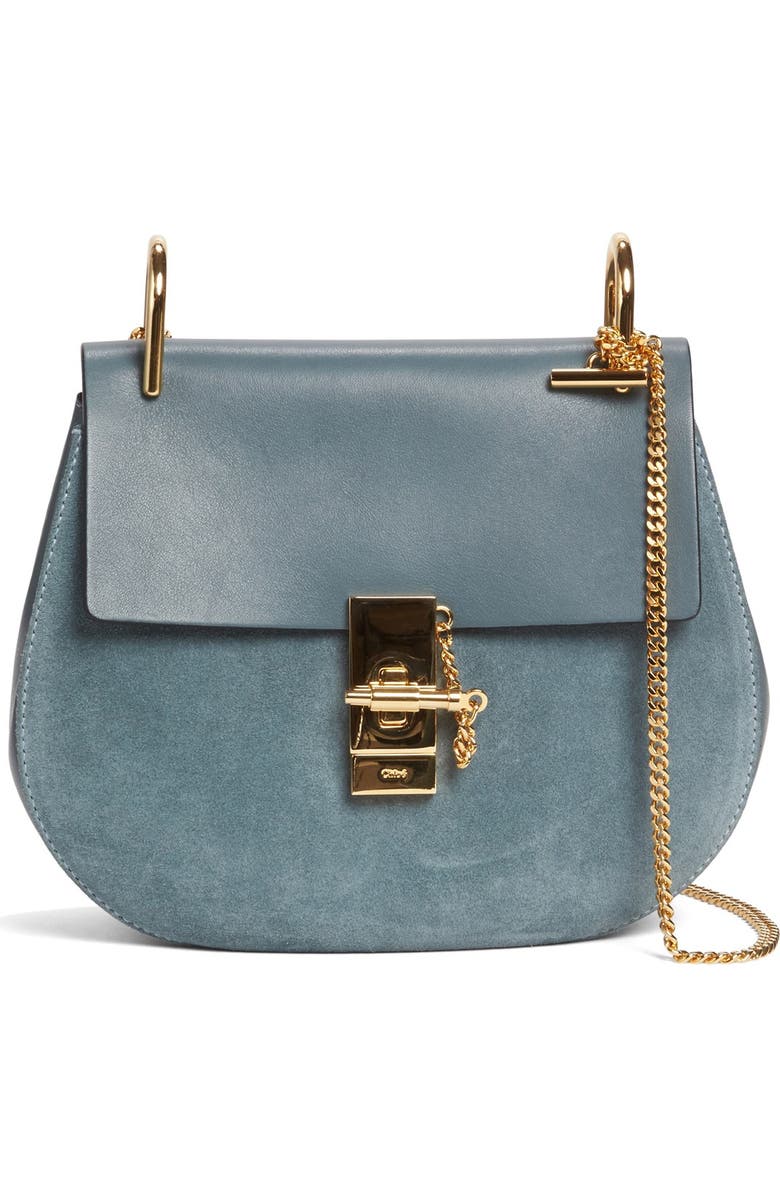 Chloé Drew Leather & Suede Shoulder Bag, Main, color,