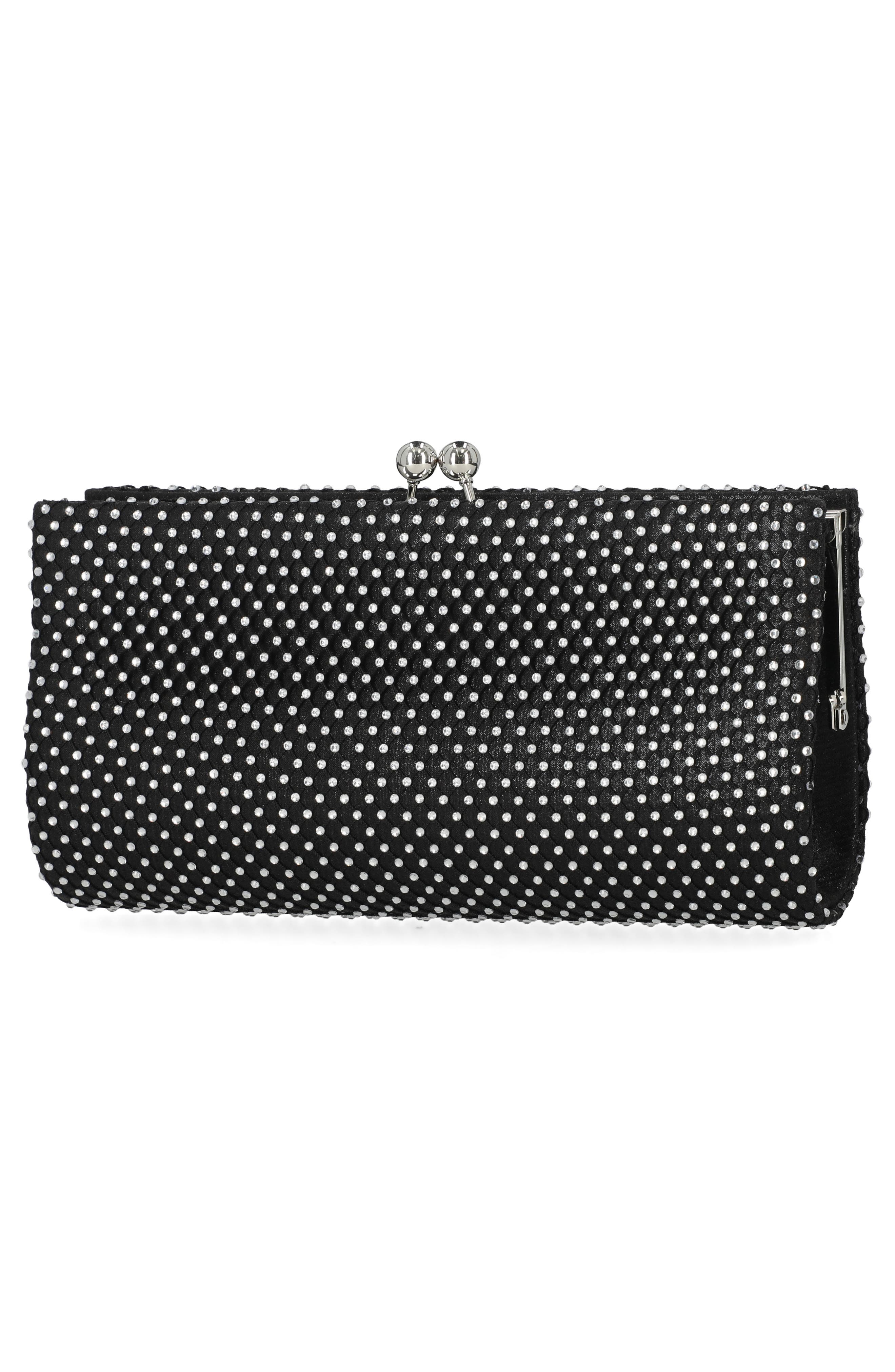 Jessica McClintock Jean Crystal Embellished Clutch, Alternate, color, Black