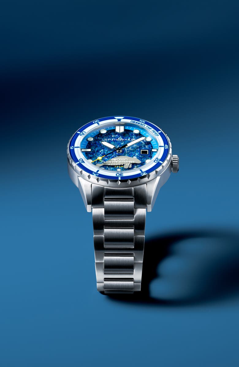 SPINNAKER x 4ocean Hass Manatee Limited Edition Automatic Bracelet Watch, 43mm, Alternate, color, 