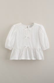 Nordstrom Kids' Bow Front Cotton Broderie Anglaise Top
