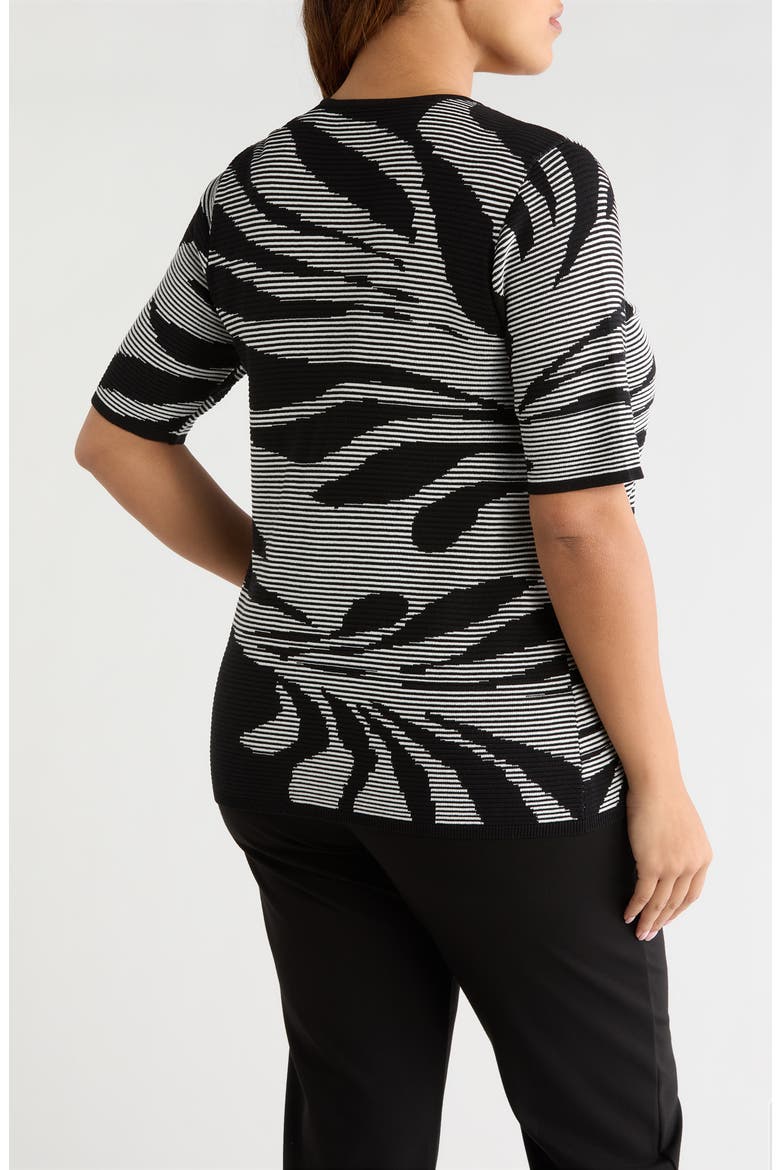 Short Sleeve Button Front Cardigan, Alternate, color, ANNE BLACK/ WHITE DOVE